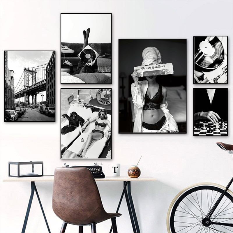 Vintage Fashion Prints For Wall - Siyah ve Beyaz Vintage duvar sanatı