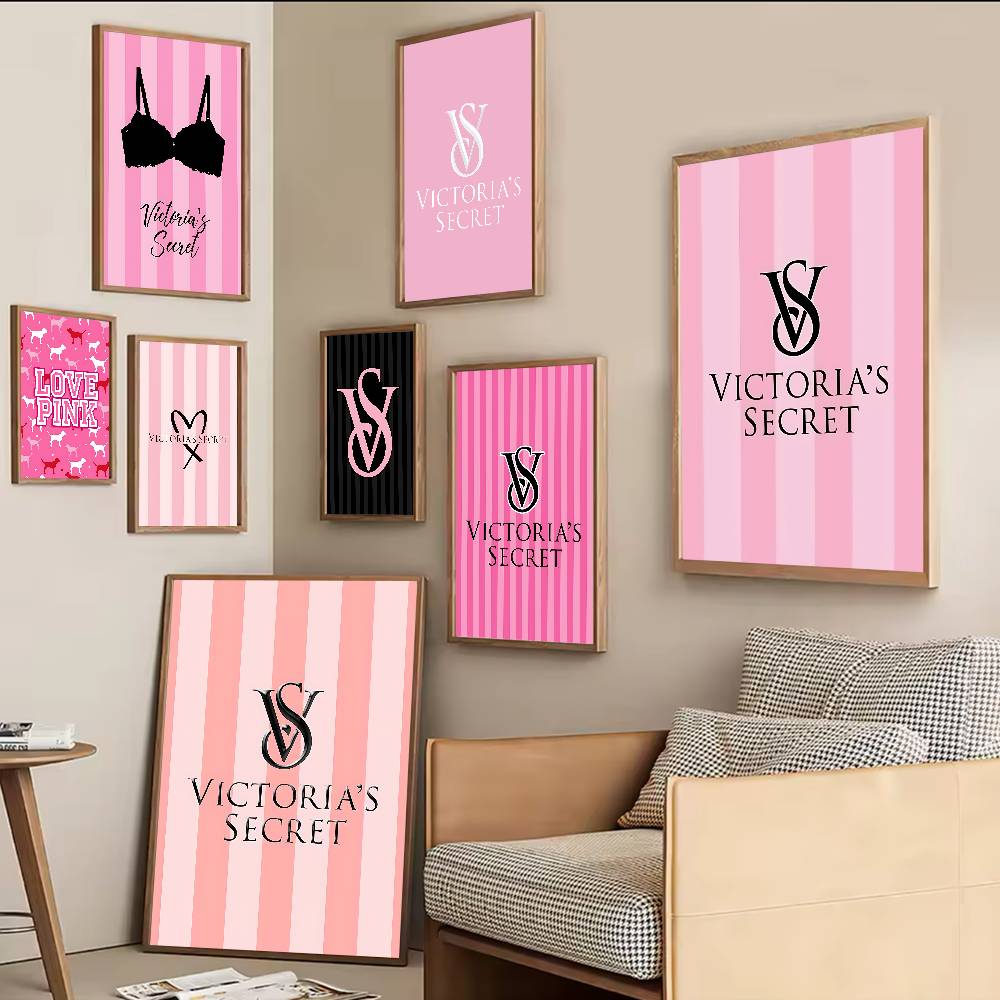 Vintage Fashion Prints For Wall - V-Victorias-Fashion-S-Secret Vintage Posterler Yapışkanlı Beyaz Kağıt