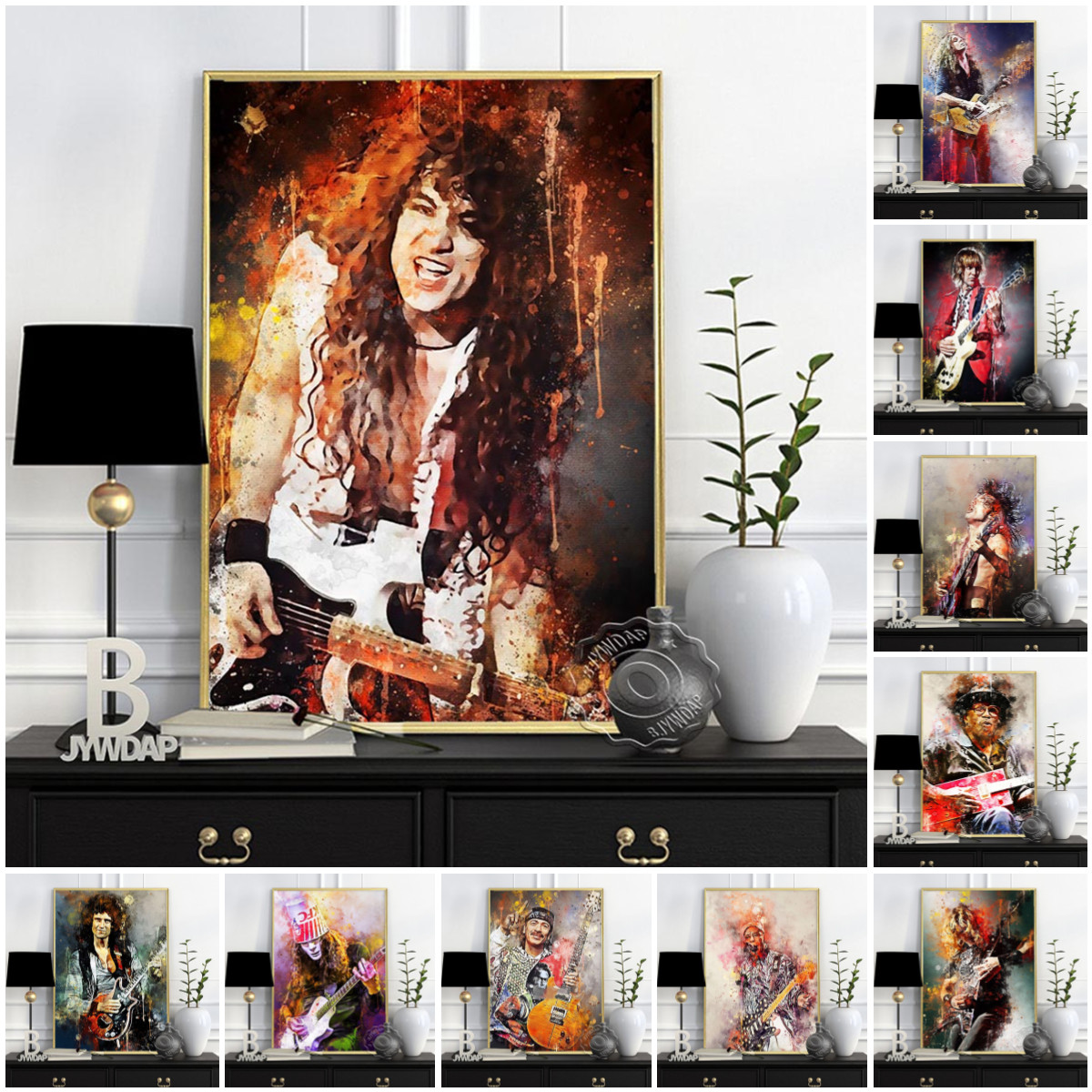 Vintage Fashion Prints For Wall - Rock Yıldızı Alvin Lee Koyu Bg