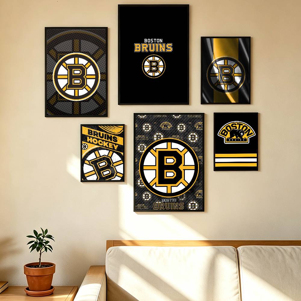 Vintage Fashion Prints For Wall - Havalı Moda Boston B-Bruins Posteri Su