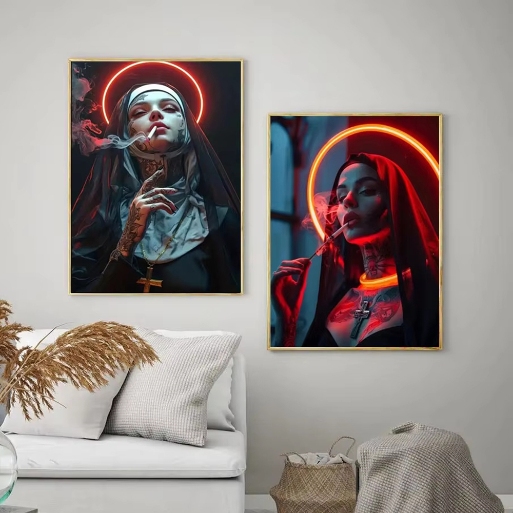 Moda Kız Dövme Rahibe Kanvas p - Vintage Fashion Prints For Wall incelemesi ve fiyatı