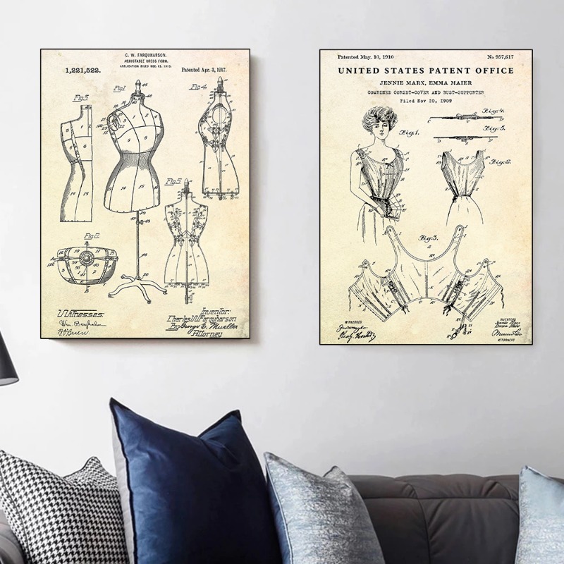 Moda Giyim Ayakkabı Çantası Ta - Vintage Fashion Prints For Wall incelemesi ve fiyatı