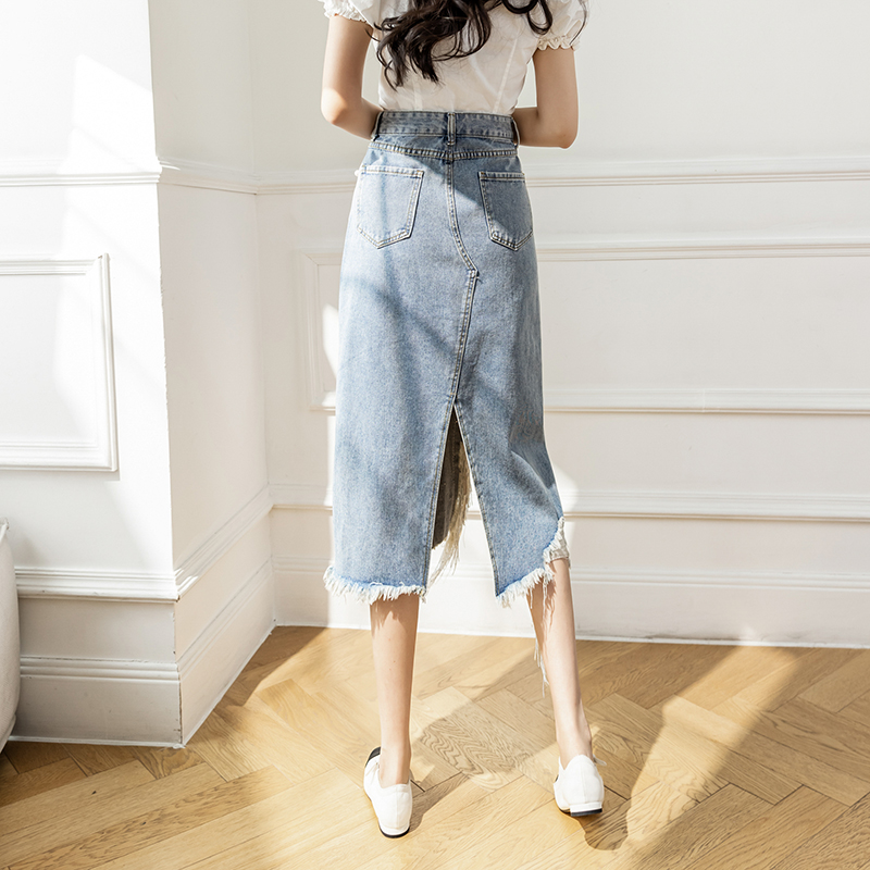 Vintage S-5XL bölünmüş inci bo - Denim Skirt Midi Vintage incelemesi ve fiyatı