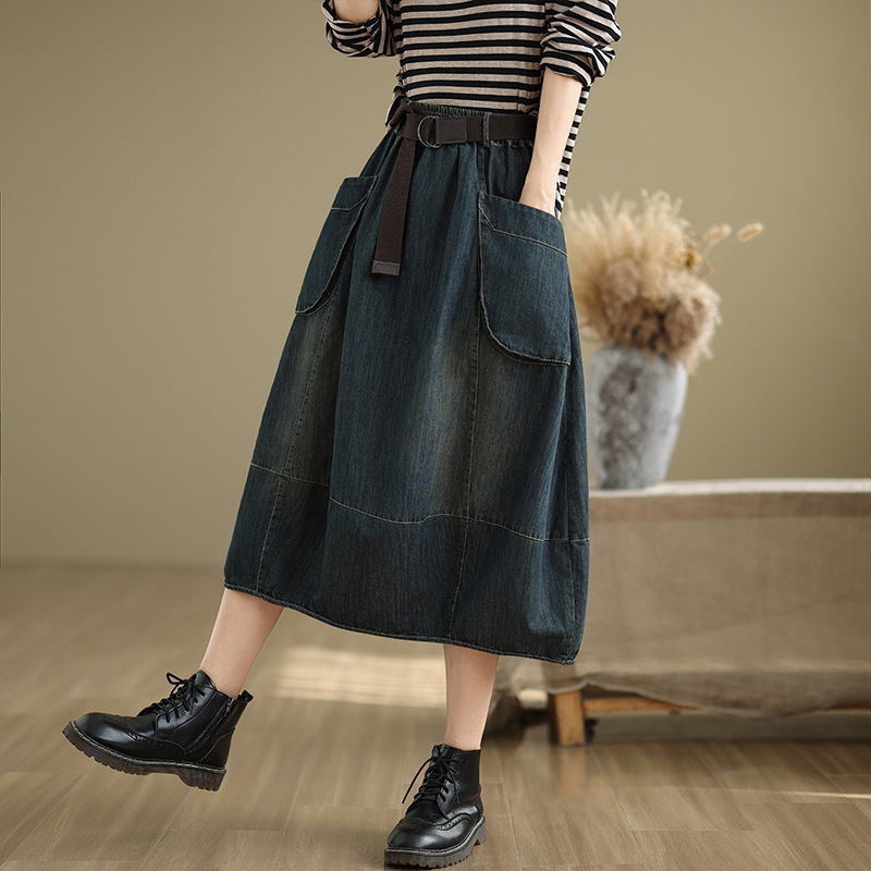 Büyük Boy Kot Etek Kemerli Kad - Denim Skirt Midi Vintage incelemesi ve fiyatı
