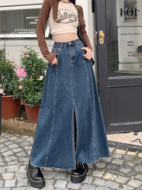 Yüksek Bel Yırtmaçlı Kot Etek  - Denim Skirt Midi Vintage incelemesi ve fiyatı